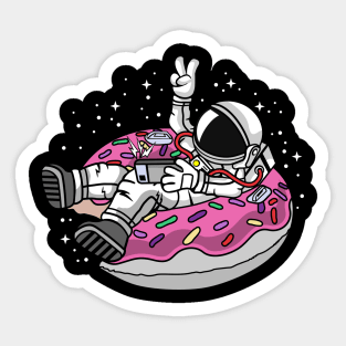 Astronaut on Ring Donut Sticker